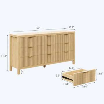 JZXSHD 9 Drawers Dresser, Modern Large Chest Mid Century Modern Dresser TV Stand, Storage Organizer ...