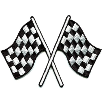 Checkered Flag Racing Embroidered Iron On Patch for DIY