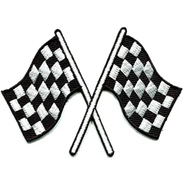 Checkered Flag Racing Embroidered Iron On Patch for DIY