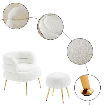 Karl Home Modern Teddy Fleece Chair & Ottoman Set