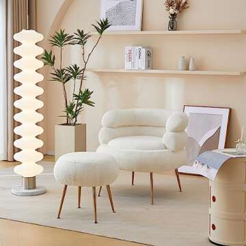 Karl Home Modern Teddy Fleece Chair & Ottoman Set