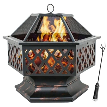 F2C Hex-Shaped 24 Inch Fire Pit for Outdoor Fun
