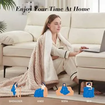 Westinghouse Heated Throw Blanket, Cozy Soft Flannel to Sherpa Electric Throw with 6 Heating Levels & 2-10 Hours Auto Shut Off, Fast Heating & ETL Certification, Machine Washable, 50x60 Inch, Beige