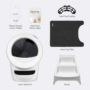 Litter-Robot 4 Complete Bundle by Whisker (White) - Automatic, Self-Cleaning Cat Litter Box, Include...
