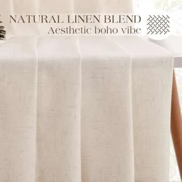 Joywell Pinch Pleat Linen Curtains 90 Inch Cream Beige