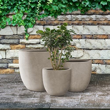 Kante 20" Round Decorative Concrete Planters Set of 3