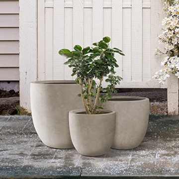 Kante 20" Round Decorative Concrete Planters Set of 3