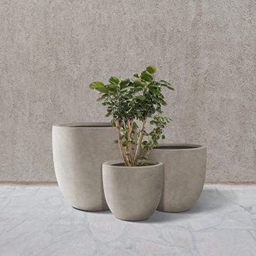 Kante 20" Round Decorative Concrete Planters Set of 3