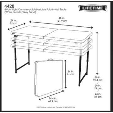 Lifetime Fold-in-Half Adjustable Folding Table - 4FT