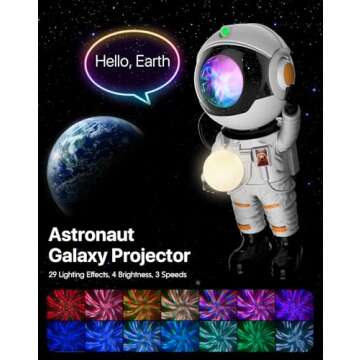 Rossetta Astronaut Galaxy Projector, Star Projector for Bedroom, LED Night Light for Kids Room with ...