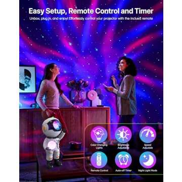 Rossetta Astronaut Galaxy Projector, Star Projector for Bedroom, LED Night Light for Kids Room with Timer and Remote, Room Decor Aesthetic, Home Decor, Gifts for Adults, Teens, Christmas, Birthday