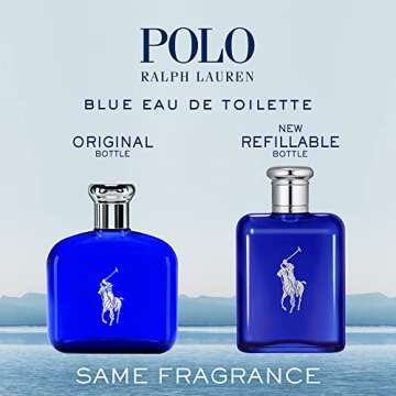 RALPH LAUREN FRAGRANCES Polo Blue - Eau de Toilette - Men's Cologne - Aquatic & Fresh - With Citrus, Sage, and Suede - Medium Intensity - 2.5 Fl Oz
