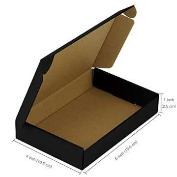RUSPEPA Recyclable Corrugated Box Mailers - 6" x 4" x 1" - Cardboard Box Perfect for Shipping Small Mobile Phone Case - 50 Pack - Black