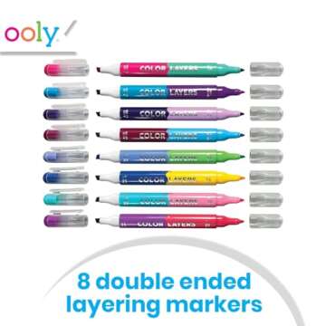 Ooly Color Layers Double Sided Markers - Set of 8 Colored Markers, 16 Colors Chisel and Point Tip on...