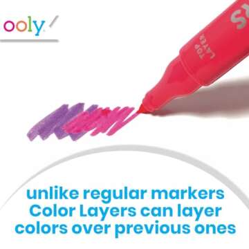 Ooly Color Layers Double Sided Markers - Set of 8 Colored Markers, 16 Colors Chisel and Point Tip on Each Marker for Kids, Non Toxic School Supplies, Art Supplies and Stationery Set - Color Layering