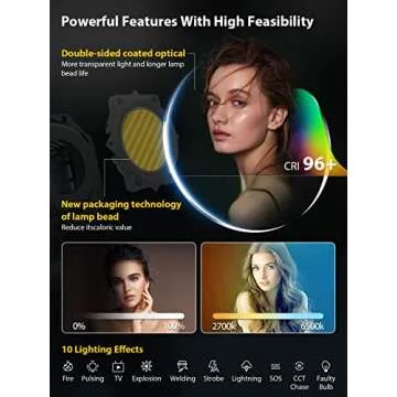 Video Light, COLBOR CL220 220W Continuous Lighting 2700-6500K Bi-Color CRI96+ 52,700Lux at 3.3ft COB Studio Light with Bowens Mount APP 10 Light Effects for Film Live, Video-Light-Studio-Photography