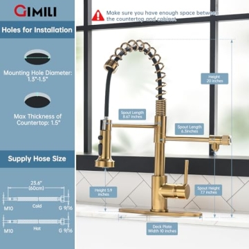 Shop GIMILI 3-in-1 Brushed Gold Kitchen Faucet Today