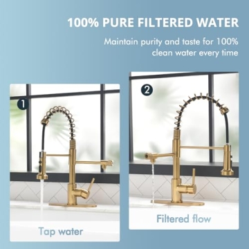 Shop GIMILI 3-in-1 Brushed Gold Kitchen Faucet Today