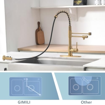 Shop GIMILI 3-in-1 Brushed Gold Kitchen Faucet Today