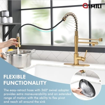 Shop GIMILI 3-in-1 Brushed Gold Kitchen Faucet Today