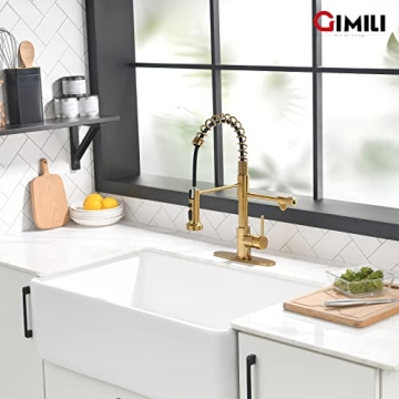 Shop GIMILI 3-in-1 Brushed Gold Kitchen Faucet Today