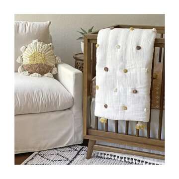 Crane Baby Decorative Round Pillow for Nursery & Toddler Rooms, Sunshine Print, 12" x 12"