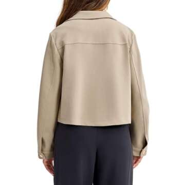 Cicy Bell Womens Cropped Wool Coats Lapel Collar Button Down Fall Jackets Lightweight Short Pea Coats