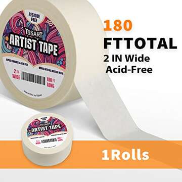 TSSART White Artist Tape - Premium Masking Tape for All Artists 2" x 180FT