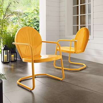 Crosley Furniture Griffith Outdoor Chair, Retro Metal Patio Chairs for Dining, Porch, Deck, Balcony,...