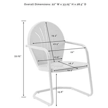 Crosley Furniture Griffith Outdoor Chair, Retro Metal Patio Chairs for Dining, Porch, Deck, Balcony, Tangerine