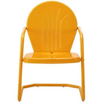 Crosley Furniture Griffith Outdoor Chair, Retro Metal Patio Chairs for Dining, Porch, Deck, Balcony, Tangerine