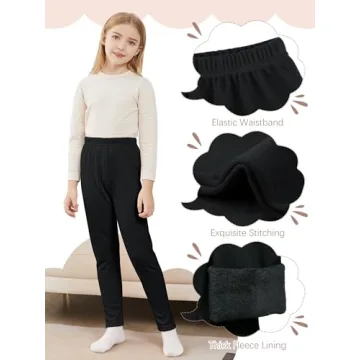 Kiiavoro Girls Fleece Lined Leggings Cotton Kids Winter Warm Leggings Thick Thermal Tights Pants 1 Pack, Black 2-3T