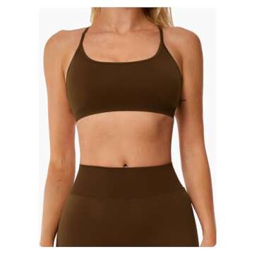 ABOCIW Womens Workout Sets Seamless Criss Cross Back Sports Bra V Back Scrunch Butt Lifting High Waist Biker Shorts 2 Piece Yoga Gym Sets Brown Medium