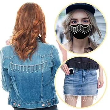 2 Yard Rhinestone Ribbon Tassel Chain- Irregular Style Rhinestones Fringe Trim for Cowgirl Hat- Diamond Crystal Long Tassel Trim for Wedding Party Necklace DIY Clothing Accessories Vase Decoration