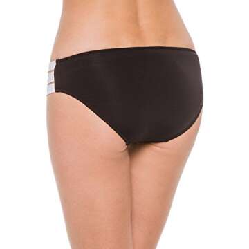 Seafolly Women's Block Party Multi Strap Bikini Bottom Swimsuit, Black, 8 US