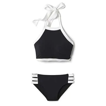 Seafolly Women's Block Party Multi Strap Bikini Bottom Swimsuit, Black, 8 US