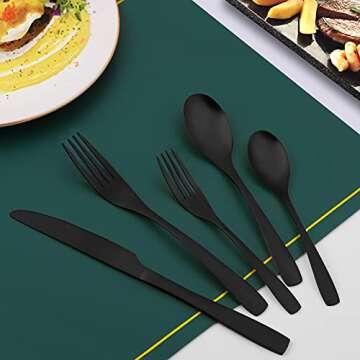 Bettlife Matte Black Silverware 20 Piece Set Dishwasher Safe