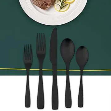 Bettlife Matte Black Silverware 20 Piece Set Dishwasher Safe