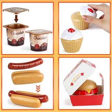 Fast Food Toy Set - 59 PCS Kitchen Play Accessories