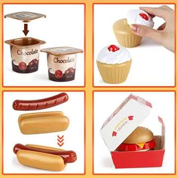 Fast Food Toy Set - 59 PCS Kitchen Play Accessories