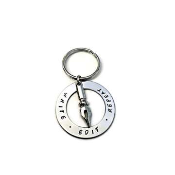 Moonstone Creations Writer's Key Chain, Write Edit Repeat, Inspirational Gift for Writers, Editors, ...