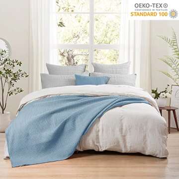 PHF Waffle Weave Blanket King Size - Lightweight Cotton Comfort