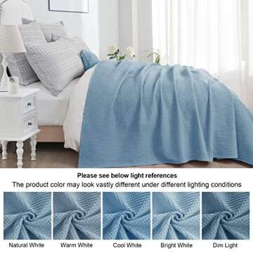 PHF Waffle Weave Blanket King Size - Lightweight Cotton Comfort
