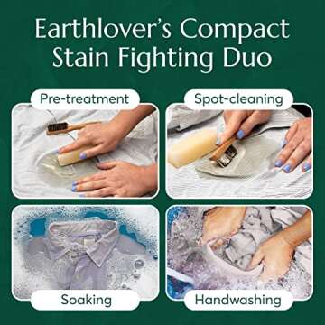 Cleanomic - Earthlover’s Stain Removal Kit - Hair Brush Stain Removing Bar - Laundry Stain Removers