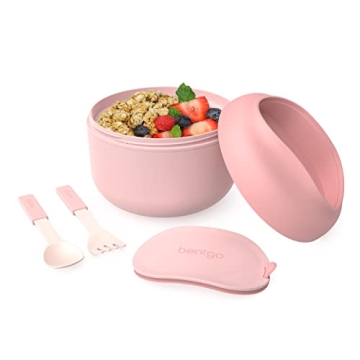 Bentgo Bowl - Insulated Leak-Resistant Bowl with Snack Compartment, Collapsible Utensils and Improve...