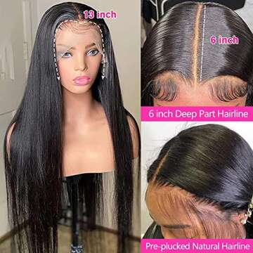 tobasew 13x6 Straight Lace Front Wigs Human Hair 200 Density HD Transparent Lace Frontal Human Hair Wigs for Women Glueless Wigs Human Hair Pre Plucked 28 Inch