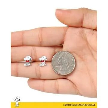 Peanuts Snoopy Heart Stud Earrings - Officially Licensed