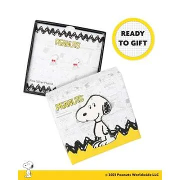 Peanuts Snoopy Heart Stud Earrings - Officially Licensed
