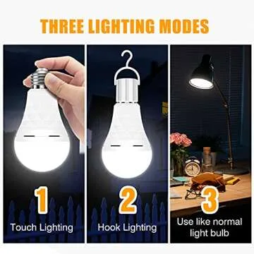 A19 Rechargeable Light Bulbs, 12W Emergency Light Bulbs for Power Failure, 1200mAh Battery Light Bulb, E26/E27 5000K Daylight Rechargeable Lights for Home Daily, Emergency Use and Hurricane Supplies