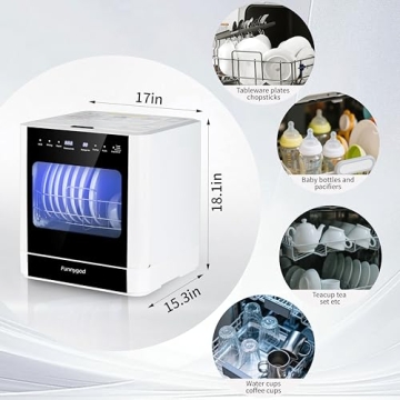 Compact and Portable Countertop Dishwasher with 5 Modes